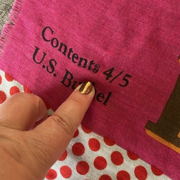 Echo Vintage Farm Orchard Produce Pear Bushel Pink Raw Edge Square Scarf - Picture 7 of 13